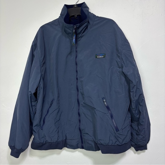 LL Bean VTG Men's Bomber Windbreaker Jacket Coat XL Made in USA Navy Blue Zip - Picture 1 of 12